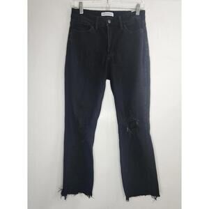 Flying Monkey Jeans Womens 28 Black Distressed Raw Hem Ankle Skinny B4110